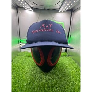K&T Specialties Navy Blue Foam Trucker Hat Red Script Snapback Rope Cap Mens